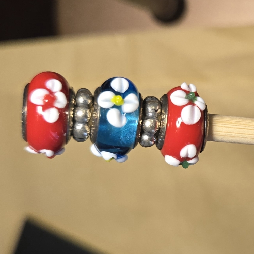 Pandora Murano glass charm beads and sterling silver spacers. Retired - Picture 16 of 16